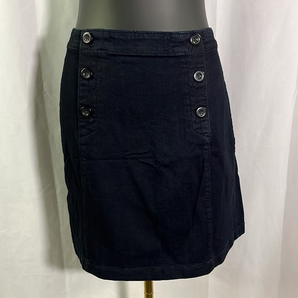 NWT LOFT Outlet Sailor Style Button Front High Waist Denim Mini Skirt